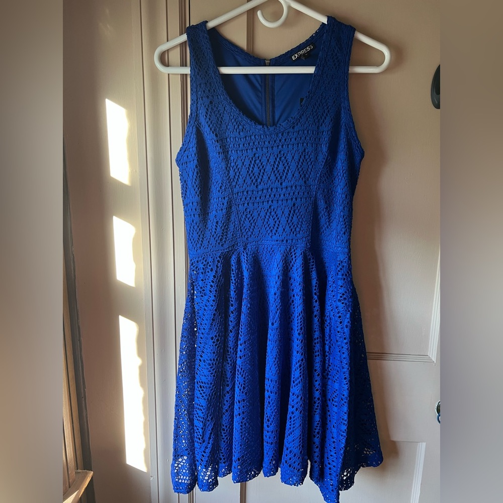 Express Eyelet Royal Blue Dress (NWT)
